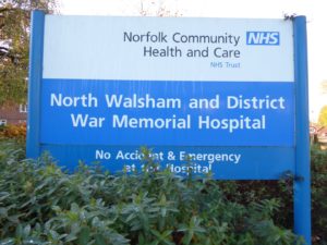Sign at North Walsham War Memorial Cottage Hospital
