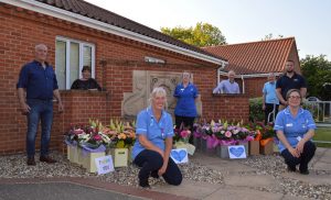 Floral gifts for North Walsham War Memorial Hospital from Daniels Transport and The Florist Shop, Wroxham